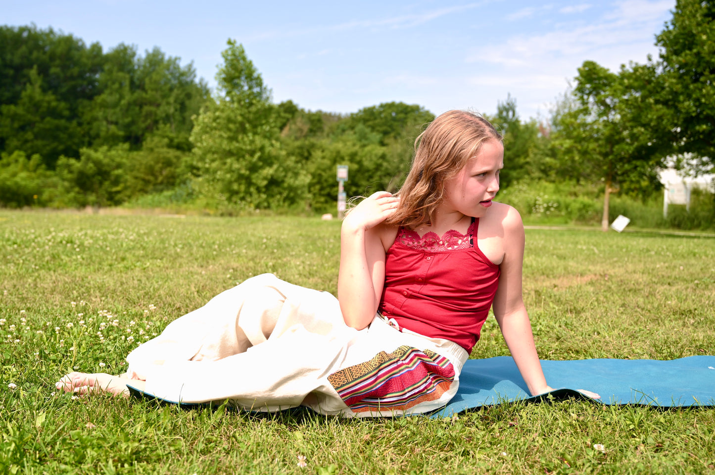 Comfortable yoga in the park